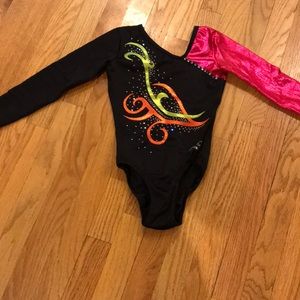 Black and Magenta long sleeve dreamlight gymnastics leotard